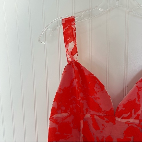 NWT Lizard Thicket Red Floral Layered Hem Mini Dress Size Medium - Picture 2 of 12